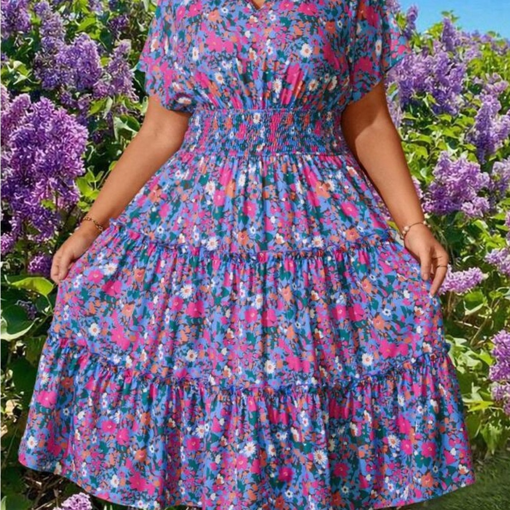 SHEIN Vibrant Floral Midi Dress